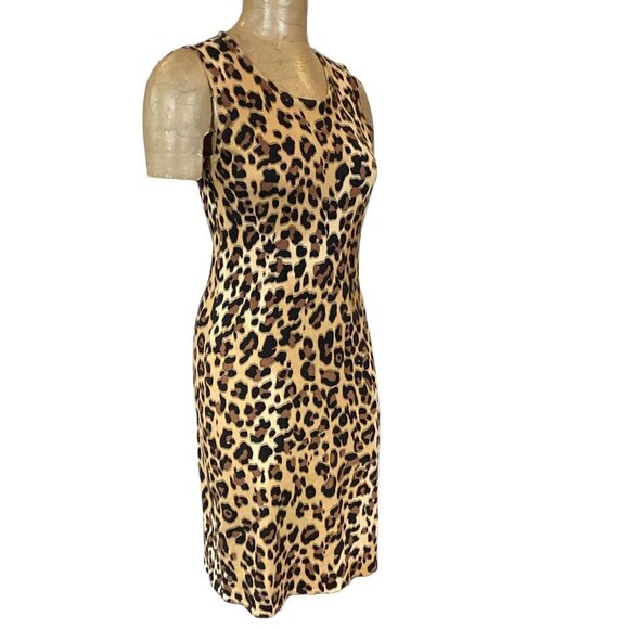 Marvin Richards Leopard Print Sleeveless Knit Dress Sz M #277T - Picture 3 of 6